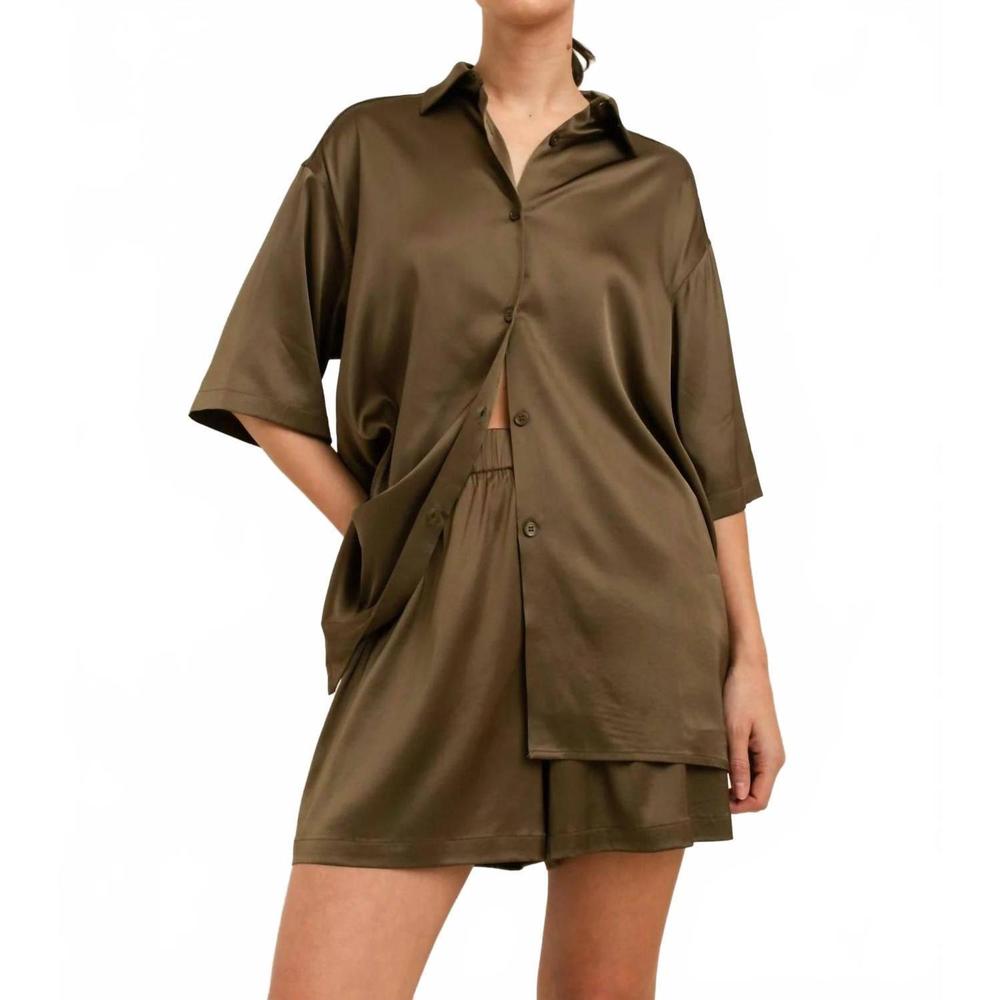 NEW PAPER LABEL valentina short sleeve top in moss green